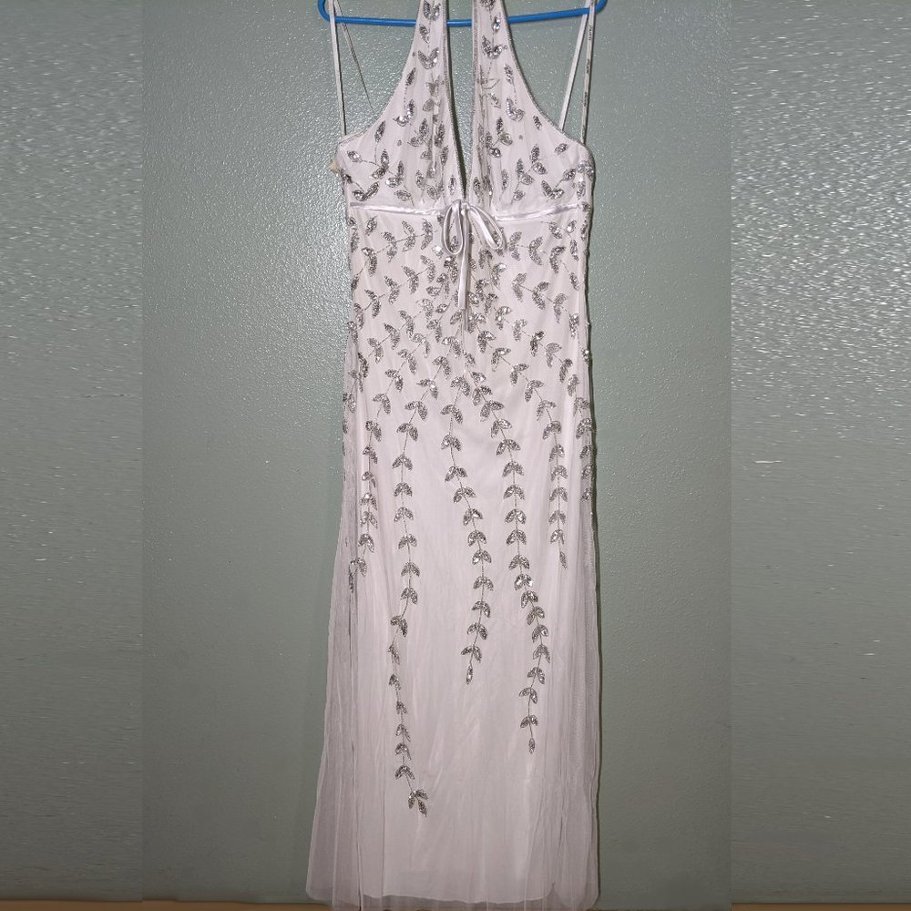 White Formal Halter A-Line Maxi Dress